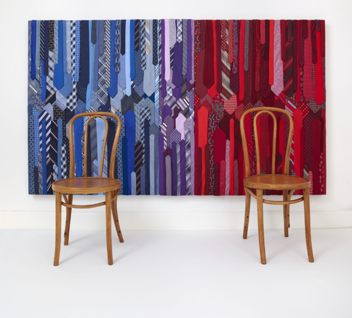. Ray Azcuy The Aisle, H X W X D fabric, wood panel, wood chairs