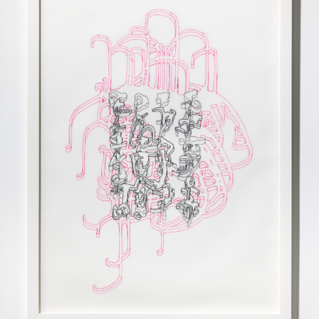 Felice Grodin the land of glyphs and honey freehand ink on Mylar x in.