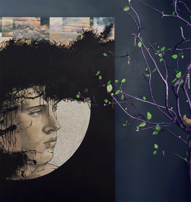 Alette Simmons Jimenez The Man in the Moon w A Tree A Bird L