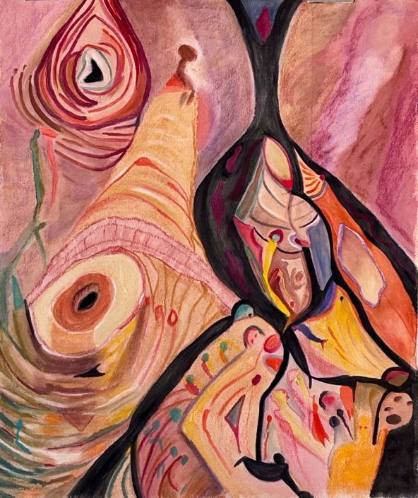 Anna Martinez O Halo, soft pastel and gansai watercolor on raw canvas x Anna Martinez O Halo, soft pastel and gansai watercolor on raw canvas x